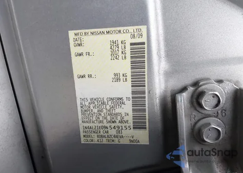 2009 Nissan Altima 2.5 S from USA, damaged, VIN 1N4AL21E09N549155